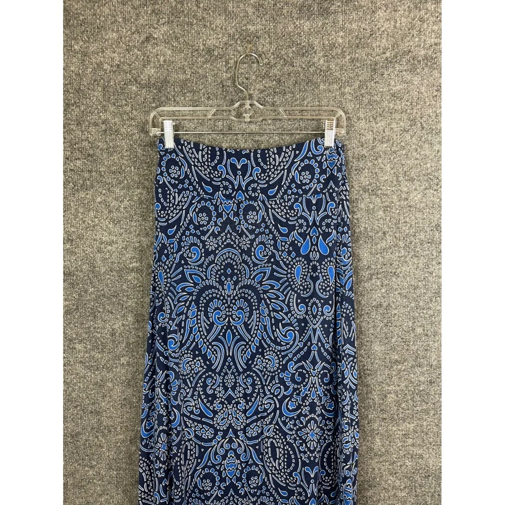 Cynthia Rowley Maxi Skirt Women Size S Blue Paisley Damask‎ Long Boho Skirt